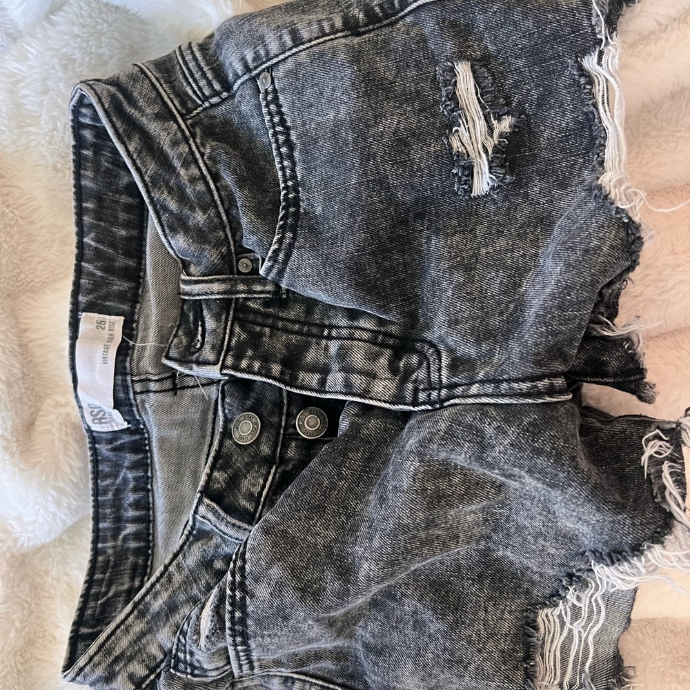 RSQ Black Distressed Denim Shorts